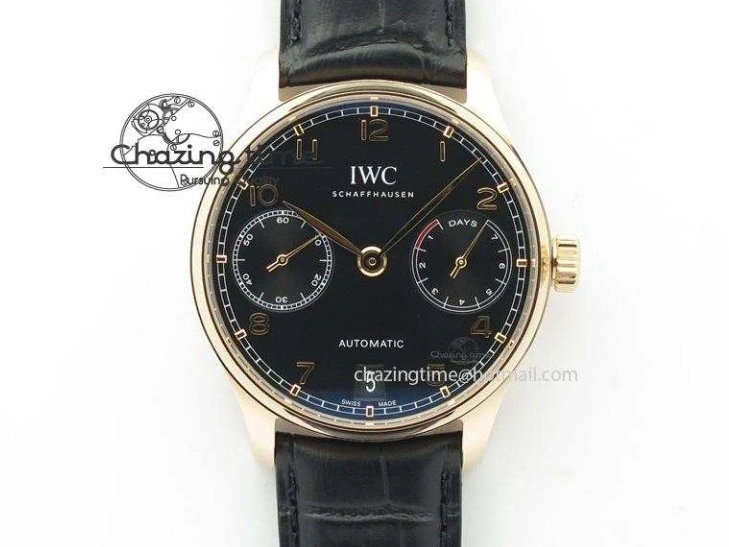 MIROTIME 0407 Portuguese IW544404 SS Gray Dial On Black Leather Strap A Practical 7259